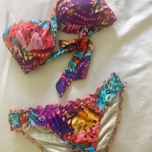 Luli Fama bandeau + scrunch bottom bikini set